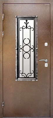 Дверь с ковкой и стеклом KS-048