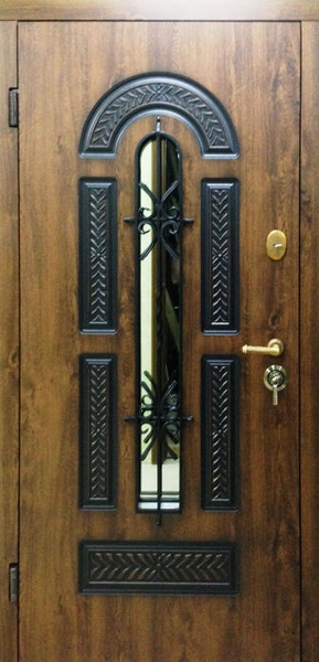 Дверь с ковкой и стеклом KS-051