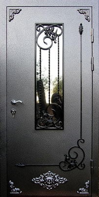 Дверь с ковкой и стеклом KS-059