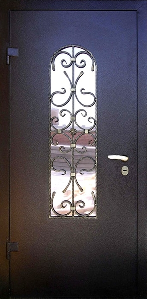Дверь с ковкой и стеклом KS-037